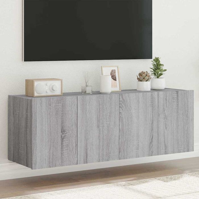 Comodă TV de perete cu LED, 2 buc, gri sonoma, 60x35x41 cm - WALTI WALTI