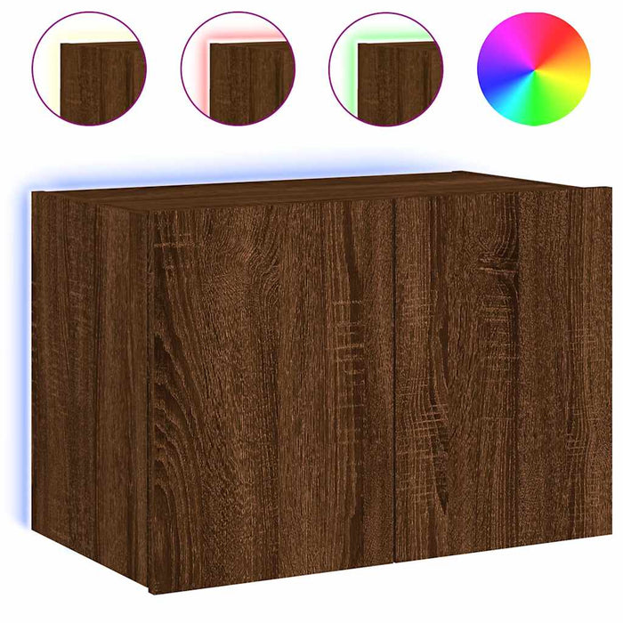 Comodă TV de perete cu lumini LED, stejar maro, 60x35x41 cm - WALTI WALTI