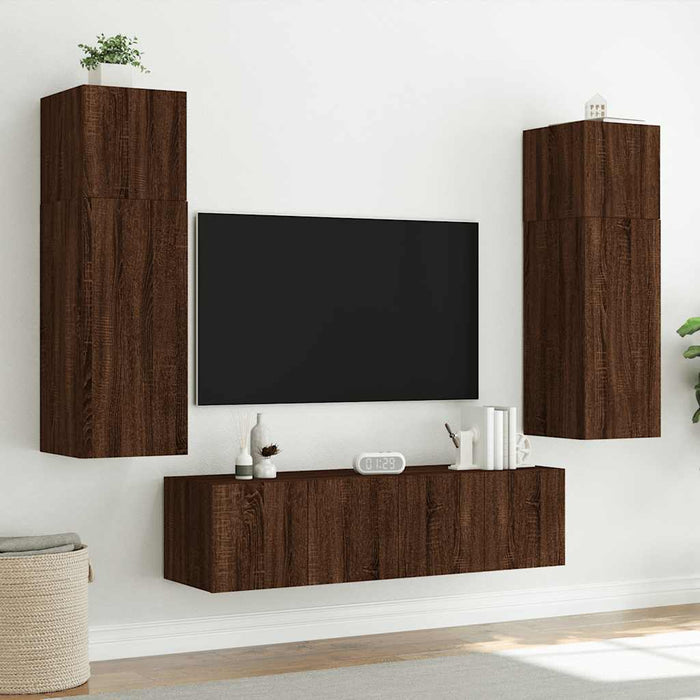 Comodă TV de perete cu lumini LED, stejar maro, 60x35x41 cm - WALTI WALTI