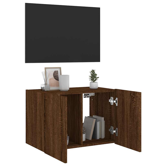 Comodă TV de perete cu lumini LED, stejar maro, 60x35x41 cm - WALTI WALTI