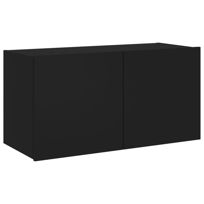 Comodă TV de perete cu lumini LED, negru, 80x35x41 cm WALTI
