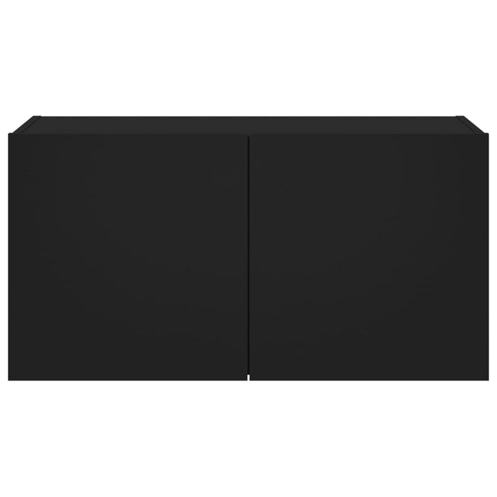 Comodă TV de perete cu lumini LED, negru, 80x35x41 cm WALTI
