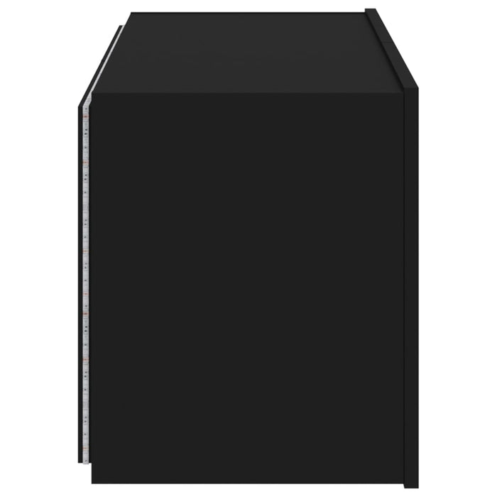 Comodă TV de perete cu lumini LED, negru, 80x35x41 cm WALTI