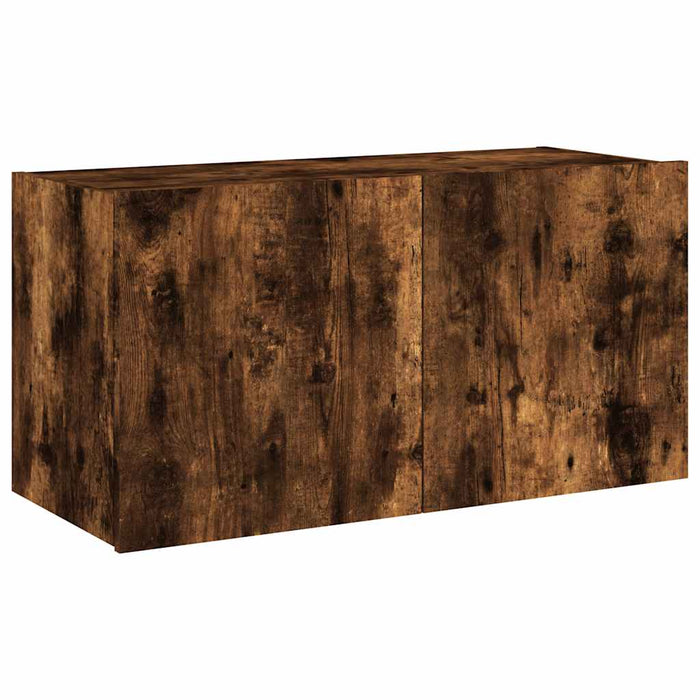 Comodă TV de perete cu lumini LED, stejar fumuriu, 80x35x41 cm - WALTI WALTI