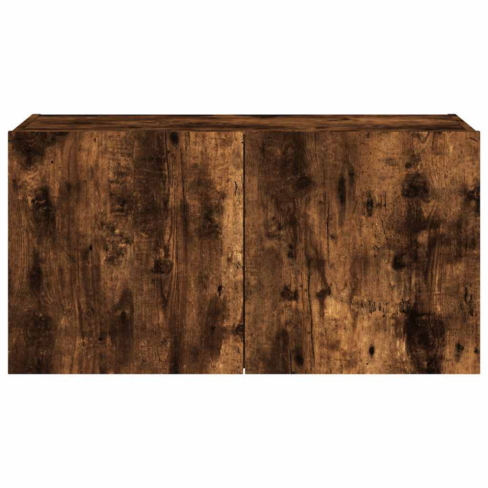 Comodă TV de perete cu lumini LED, stejar fumuriu, 80x35x41 cm - WALTI WALTI