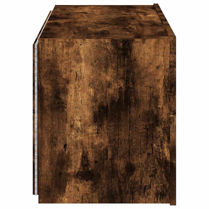 Comodă TV de perete cu lumini LED, stejar fumuriu, 80x35x41 cm - WALTI WALTI