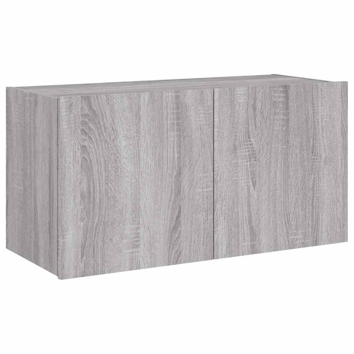 Comodă TV de perete cu lumini LED, gri sonoma, 80x35x41 cm - WALTI WALTI