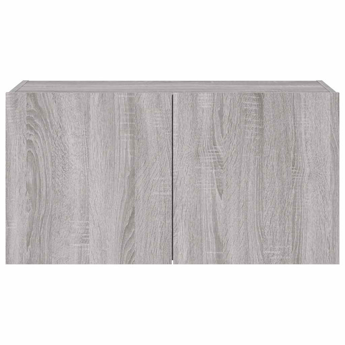 Comodă TV de perete cu lumini LED, gri sonoma, 80x35x41 cm - WALTI WALTI