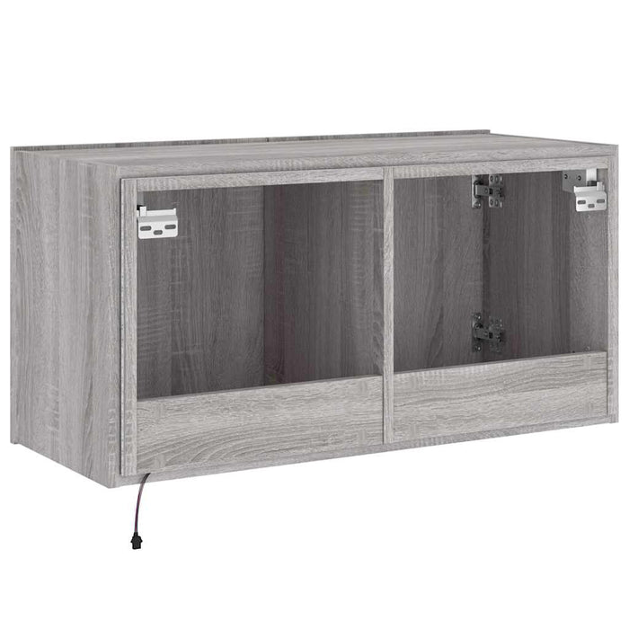 Comodă TV de perete cu lumini LED, gri sonoma, 80x35x41 cm - WALTI WALTI