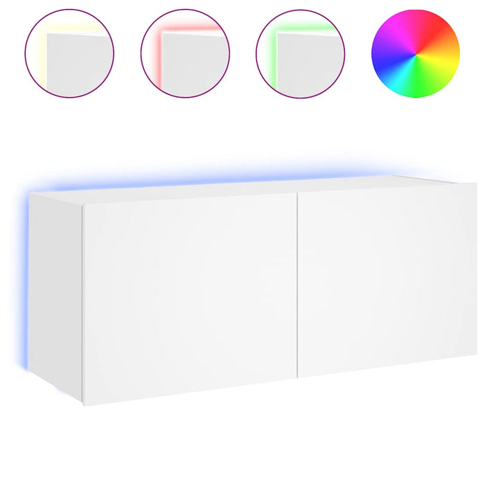 Comodă TV de perete cu lumini LED, alb, 100x35x41 cm - WALTI WALTI
