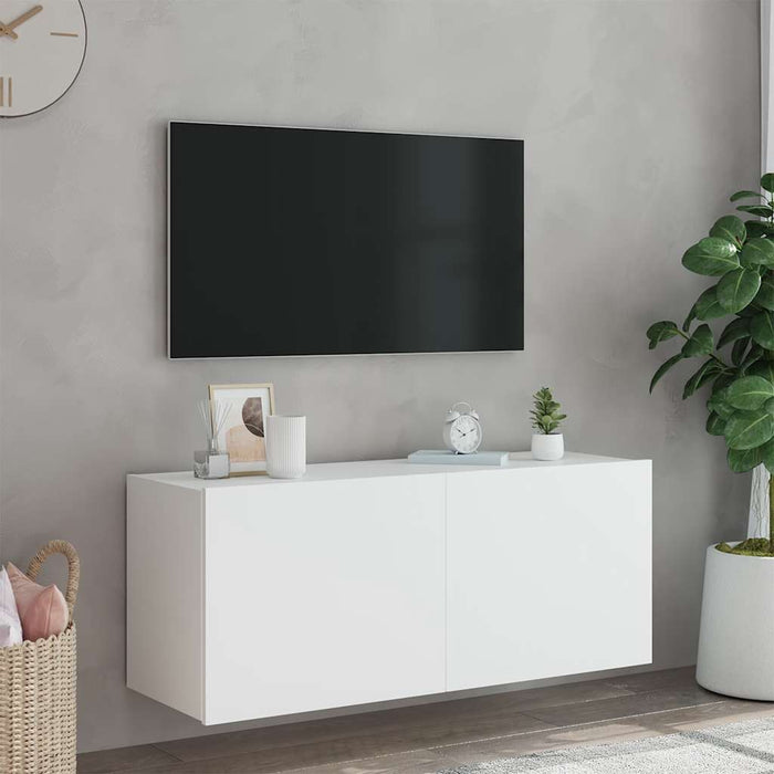 Comodă TV de perete cu lumini LED, alb, 100x35x41 cm - WALTI WALTI