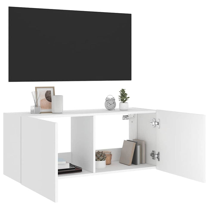 Comodă TV de perete cu lumini LED, alb, 100x35x41 cm - WALTI WALTI