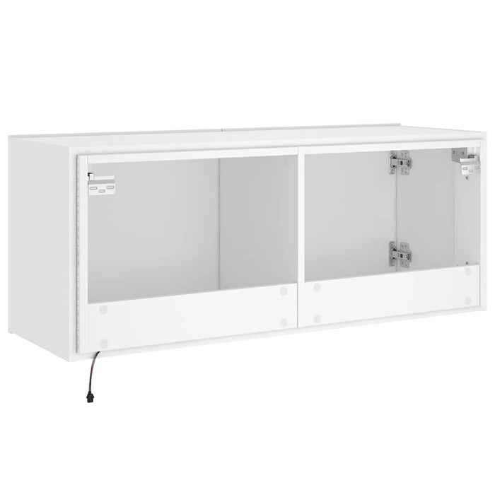 Comodă TV de perete cu lumini LED, alb, 100x35x41 cm - WALTI WALTI