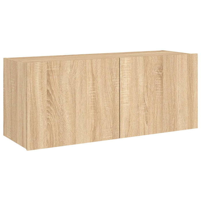 Comodă TV de perete cu lumini LED, stejar sonoma, 100x35x41 cm - WALTI WALTI