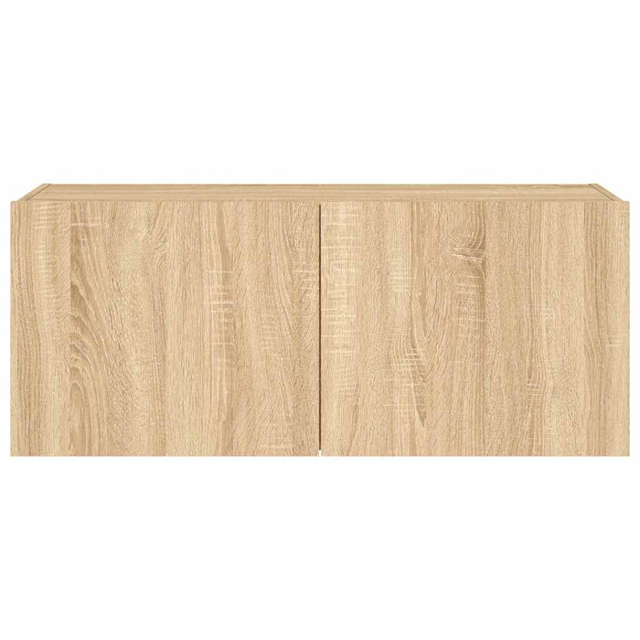 Comodă TV de perete cu lumini LED, stejar sonoma, 100x35x41 cm - WALTI WALTI