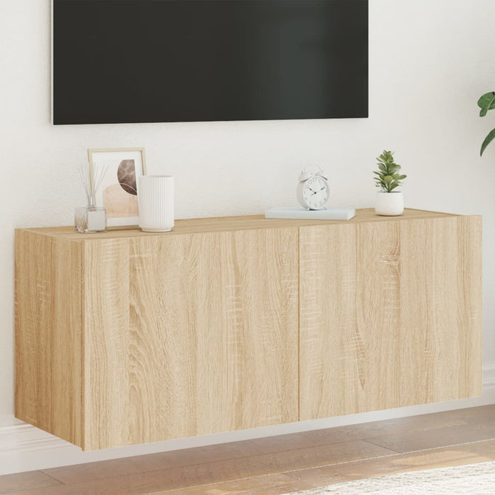 Comodă TV de perete cu lumini LED, stejar sonoma, 100x35x41 cm - WALTI WALTI