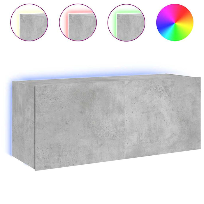 Comodă TV de perete cu lumini LED, gri beton, 100x35x41 cm - WALTI WALTI