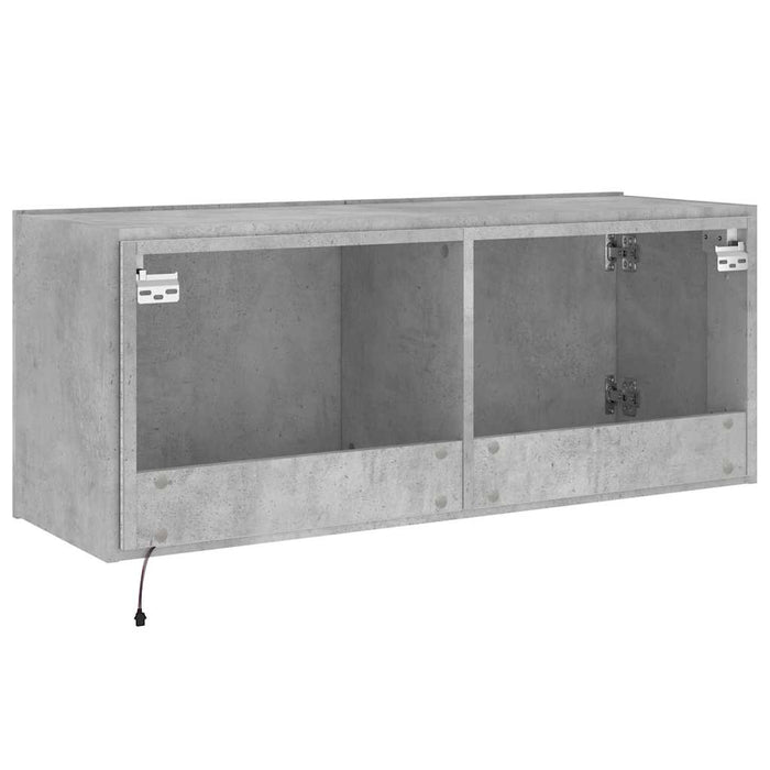 Comodă TV de perete cu lumini LED, gri beton, 100x35x41 cm - WALTI WALTI
