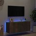 Comodă TV de perete cu lumini LED, stejar fumuriu, 100x35x41 cm - WALTI WALTI