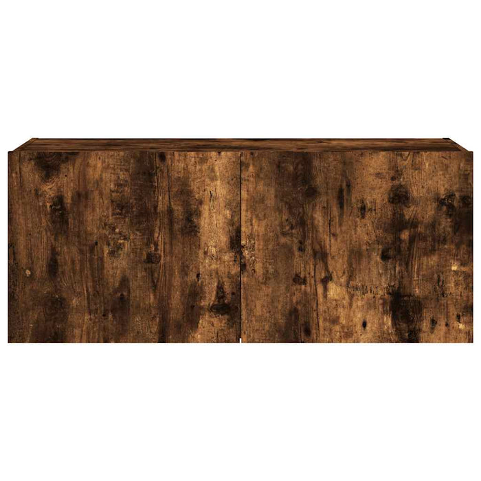 Comodă TV de perete cu lumini LED, stejar fumuriu, 100x35x41 cm - WALTI WALTI