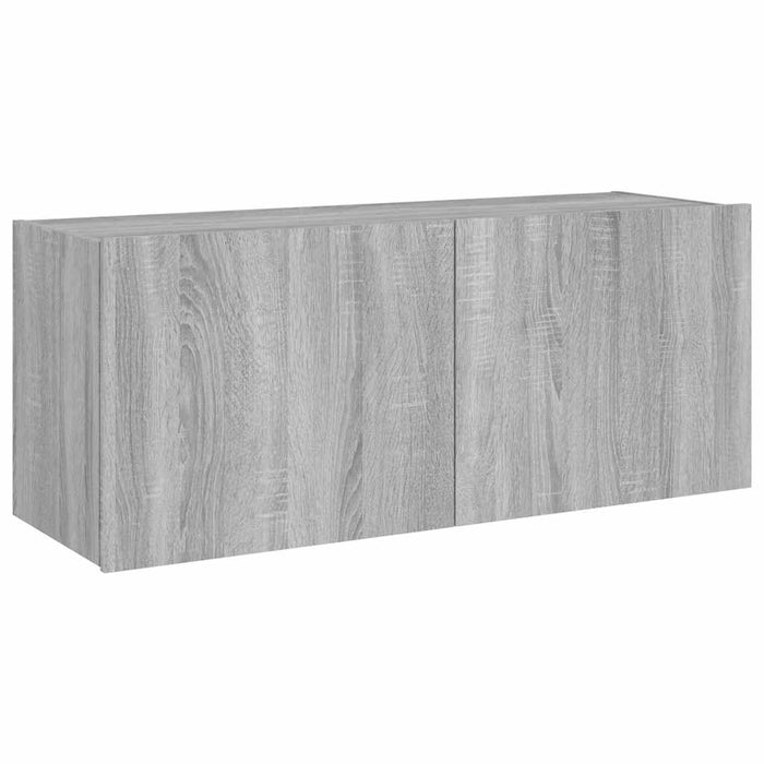 Comodă TV de perete cu lumini LED, gri sonoma, 100x35x41 cm - WALTI WALTI