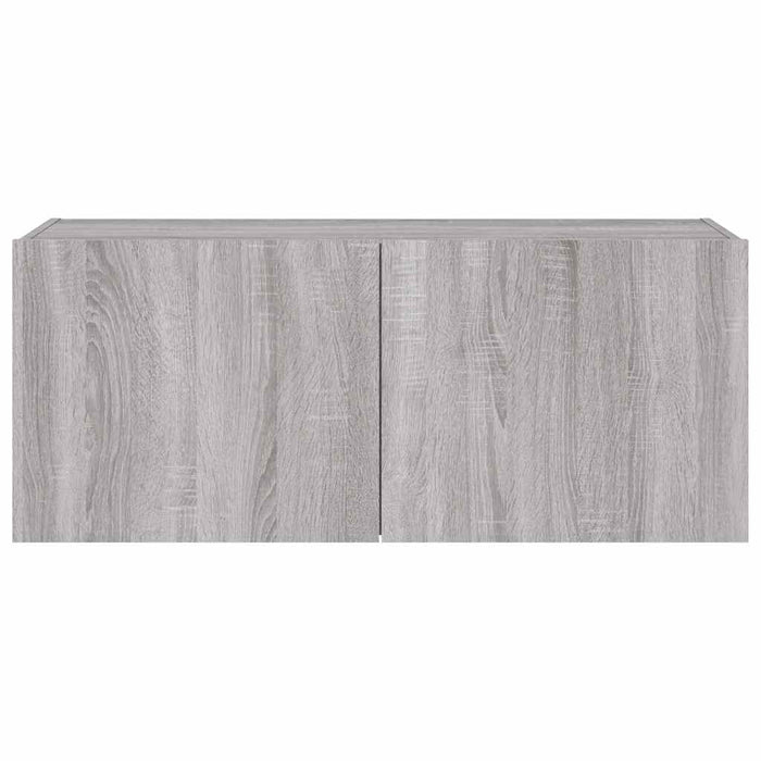 Comodă TV de perete cu lumini LED, gri sonoma, 100x35x41 cm - WALTI WALTI