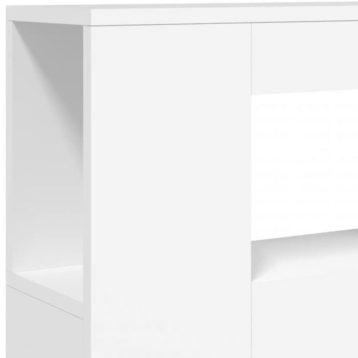 Tăblie de pat cu LED, alb, 100x18,5x103,5 cm, lemn - WALTI WALTI