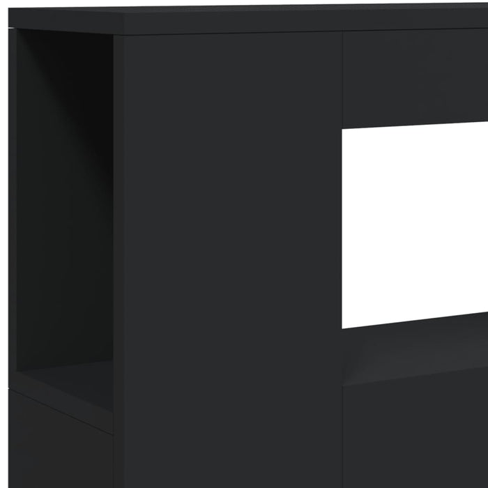 Tăblie de pat cu LED, negru, 100x18,5x103,5 cm, lemn - WALTI WALTI