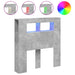 Tăblie de pat cu LED, gri beton, 100x18,5x103,5 cm, lemn - WALTI WALTI