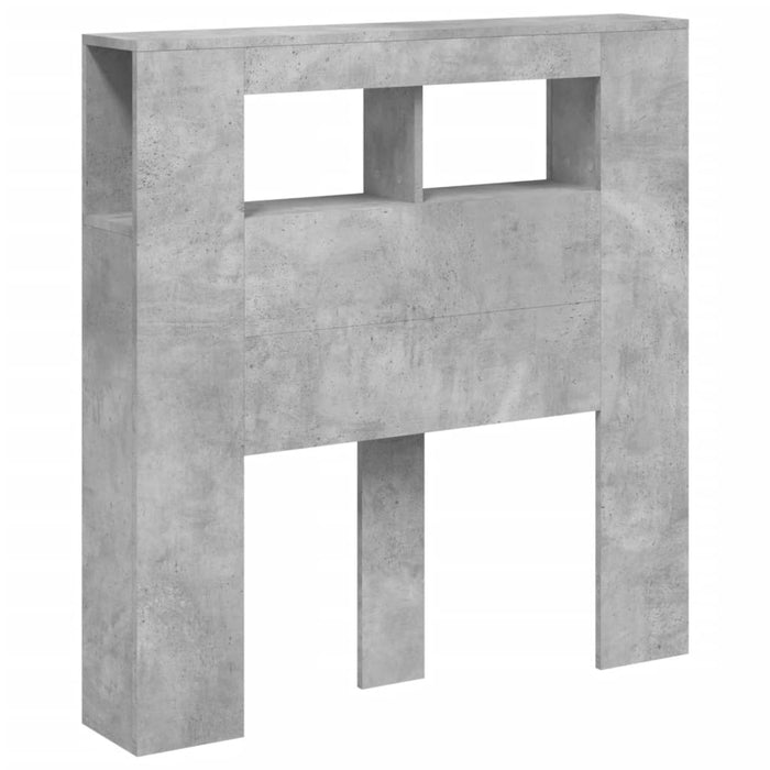 Tăblie de pat cu LED, gri beton, 100x18,5x103,5 cm, lemn - WALTI WALTI