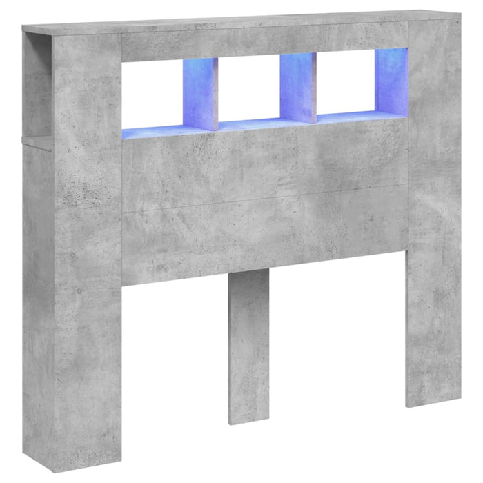 Tăblie de pat cu LED, gri beton, 120x18,5x103,5 cm, lemn - WALTI WALTI