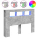 Tăblie de pat cu LED, gri beton, 140x18,5x103,5 cm, lemn - WALTI WALTI
