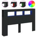 Tăblie de pat cu LED, negru, 160x18,5x103,5 cm, lemn - WALTI WALTI