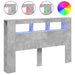 Tăblie de pat cu LED, gri beton, 160x18,5x103,5 cm, lemn - WALTI WALTI