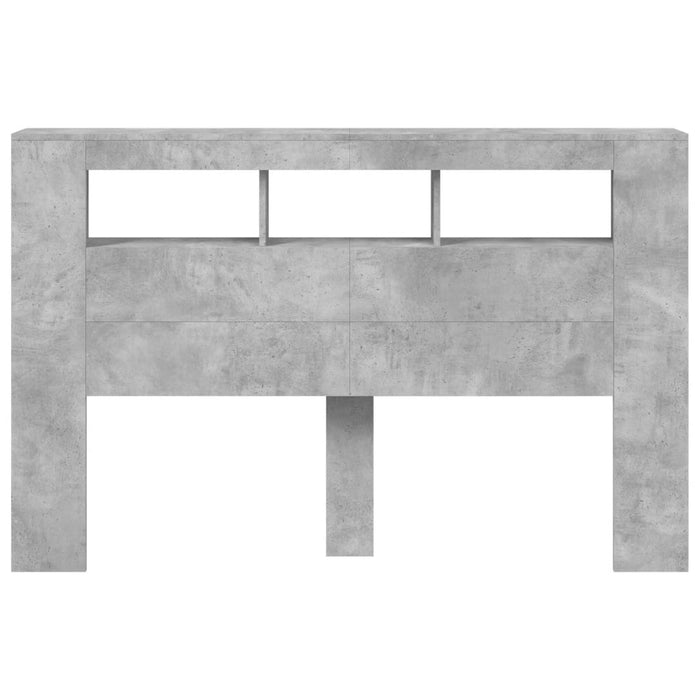 Tăblie de pat cu LED, gri beton, 160x18,5x103,5 cm, lemn - WALTI WALTI