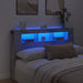 Tăblie de pat cu LED, gri beton, 160x18,5x103,5 cm, lemn - WALTI WALTI