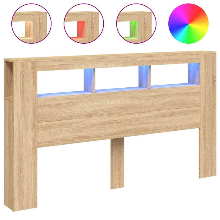 Tăblie de pat cu LED, stejar sonoma, 180x18,5x103,5 cm, lemn - WALTI WALTI