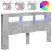 Tăblie de pat cu LED, gri beton, 180x18,5x103,5 cm, lemn - WALTI WALTI