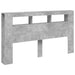 Tăblie de pat cu LED, gri beton, 180x18,5x103,5 cm, lemn - WALTI WALTI
