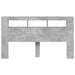 Tăblie de pat cu LED, gri beton, 180x18,5x103,5 cm, lemn - WALTI WALTI