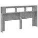 Tăblie de pat cu LED, gri beton, 180x18,5x103,5 cm, lemn - WALTI WALTI