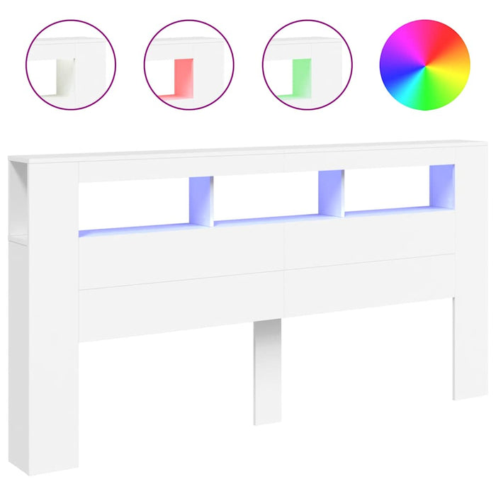 Tăblie de pat cu LED, alb, 200x18,5x103,5 cm, lemn prelucrat - WALTI WALTI