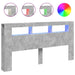 Tăblie de pat cu LED, gri beton, 200x18,5x103,5 cm, lemn - WALTI WALTI