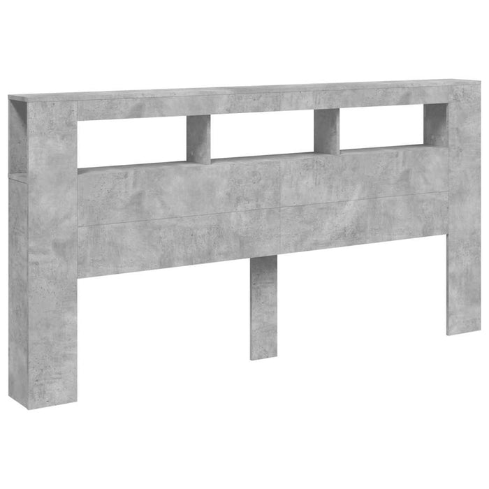 Tăblie de pat cu LED, gri beton, 200x18,5x103,5 cm, lemn - WALTI WALTI
