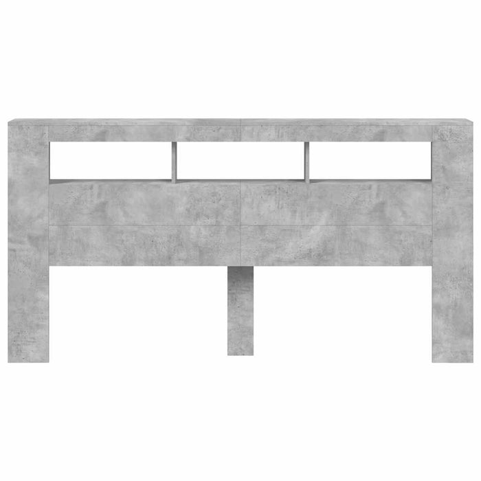 Tăblie de pat cu LED, gri beton, 200x18,5x103,5 cm, lemn - WALTI WALTI