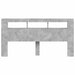 Tăblie de pat cu LED, gri beton, 200x18,5x103,5 cm, lemn - WALTI WALTI