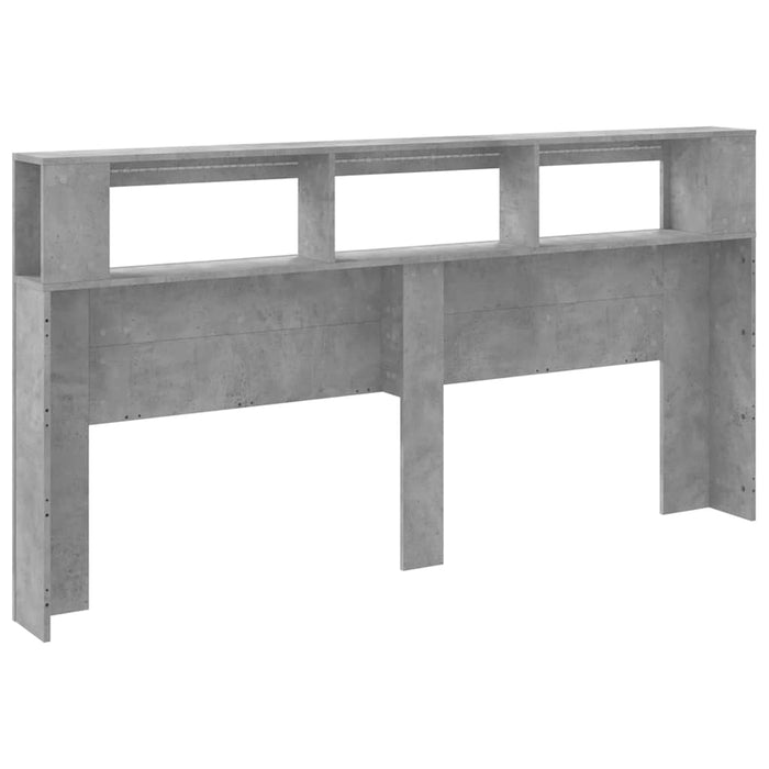 Tăblie de pat cu LED, gri beton, 200x18,5x103,5 cm, lemn - WALTI WALTI