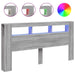 Tăblie de pat cu LED gri sonoma 200x18,5x103,5cm lemn prelucrat - WALTI WALTI