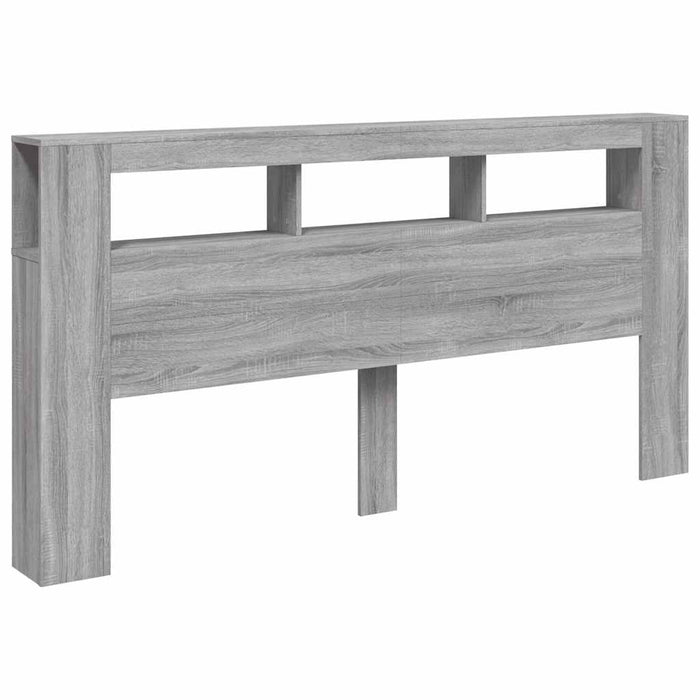 Tăblie de pat cu LED gri sonoma 200x18,5x103,5cm lemn prelucrat - WALTI WALTI