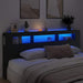 Tăblie de pat cu LED, negru, 220x18,5x103,5 cm, lemn - WALTI WALTI